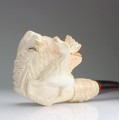 veche pipa Meerschaum. sculptura cinegetica. etui original. Turcia